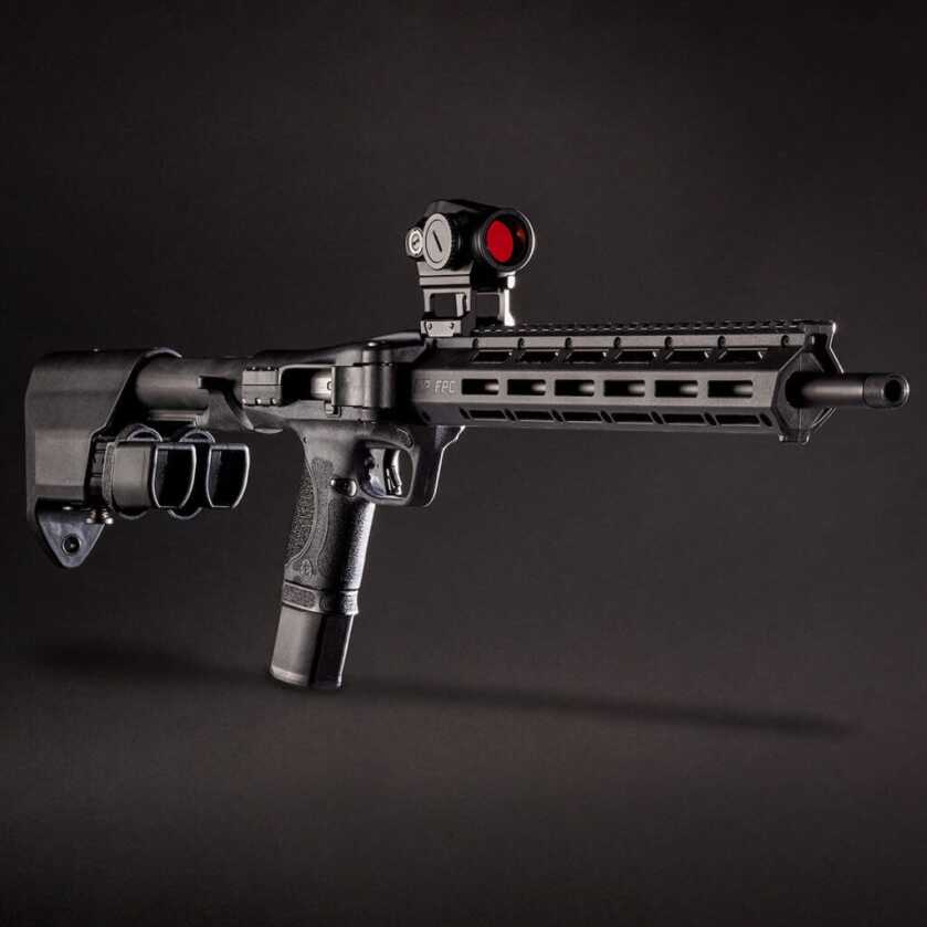 Profile view of the Smith & Wesson Folding Pistol Carbine. 