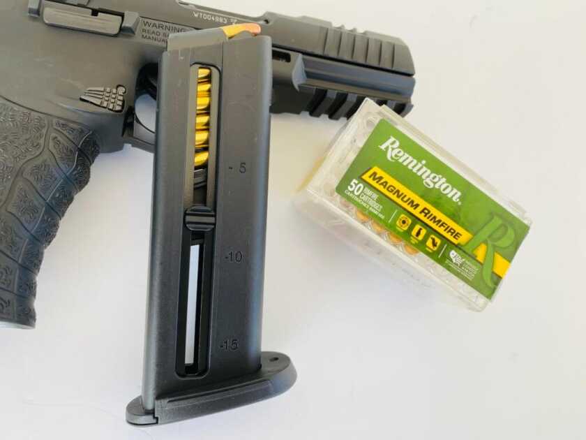 Walther WMP 15-round .22 WMR magazine with loading tabs on both sides