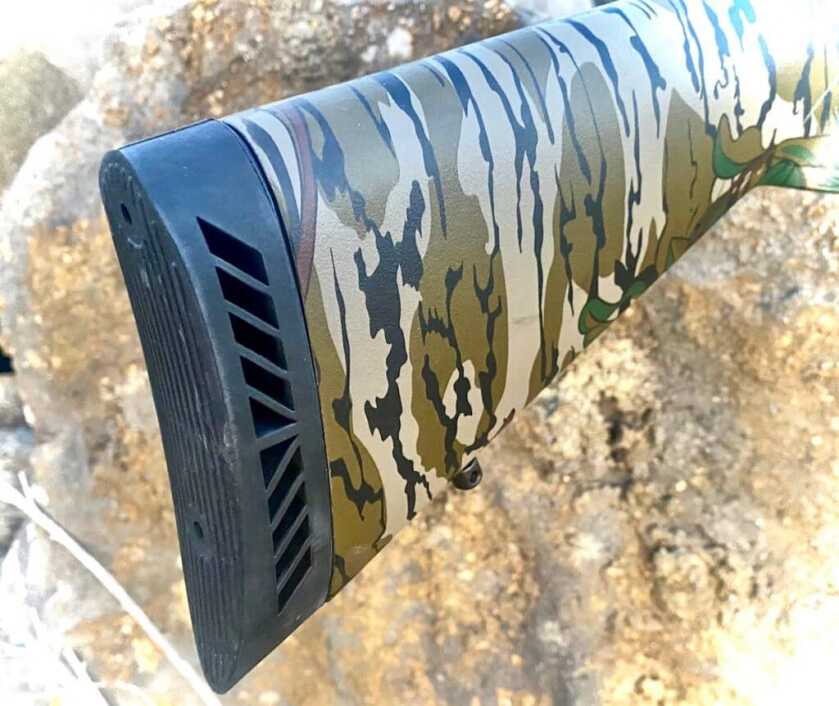 Putting Mossberg’s New Optic-Ready 500 Turkey to the Test Soft recoil pad of the Optic-Ready 500 Turkey