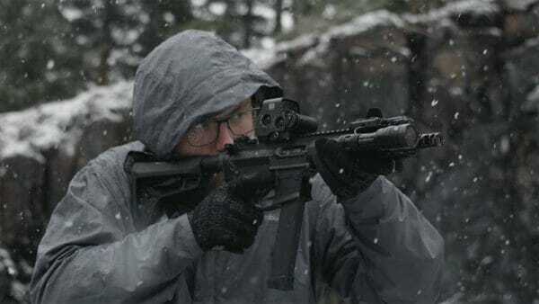 Shooting drilling in the snow. 