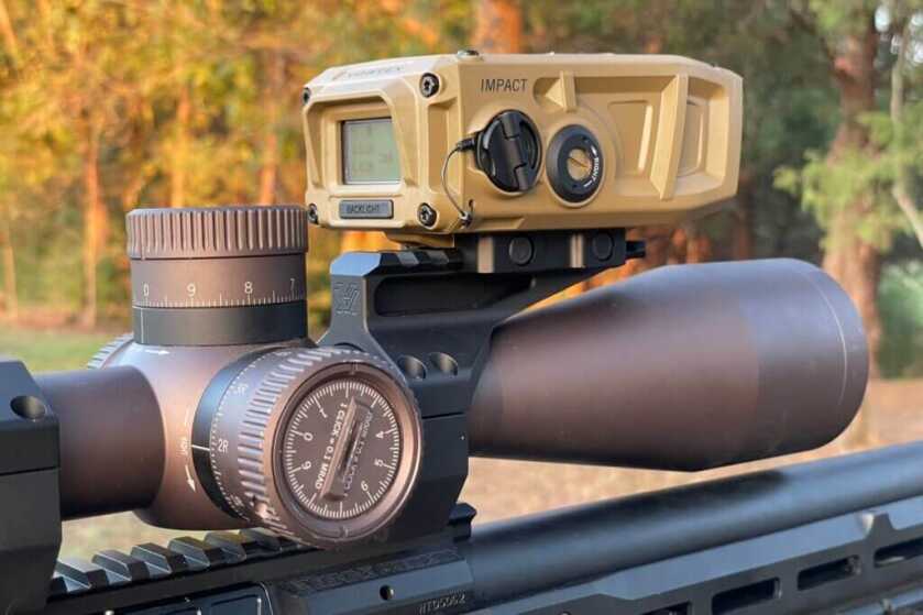 3 - Meet the Vortex Impact 4000: A Weapon-Mounted Laser Range Finder Vortex Impact 4000 mounted on a Vortex diving board on a Seekins Precision Havak HIT Pro
