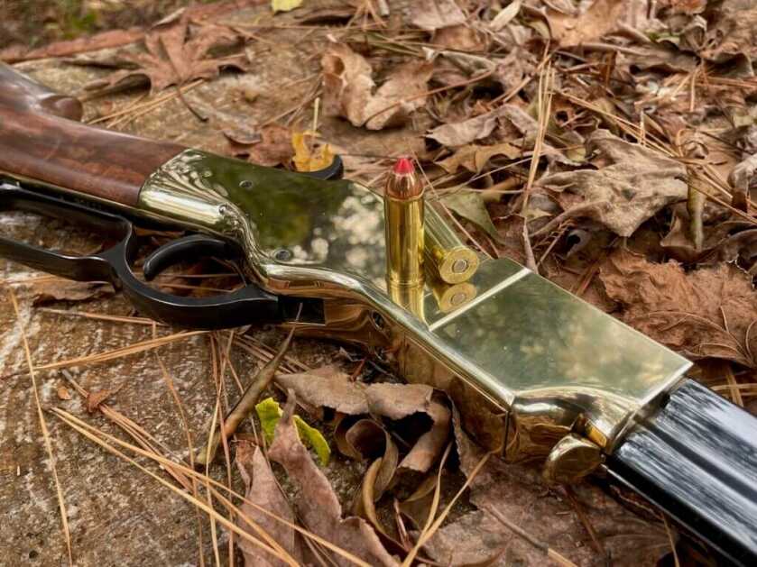 3 - Hunt365 - The New Original Henry In Hunt Camp Hornady LeveRevolution ammunition on a rifle's brass receiver