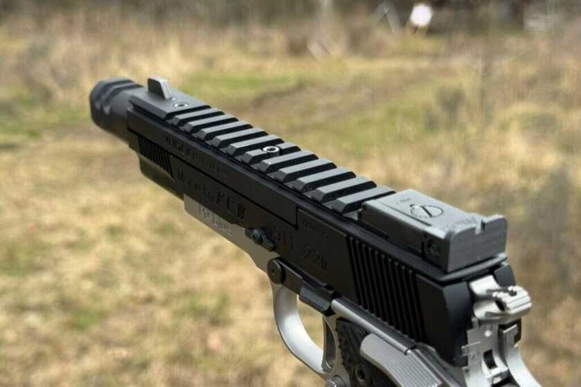Vudoo Gun Works Target 22LR 1911: Full Review Blacked out anti-glare iron sights