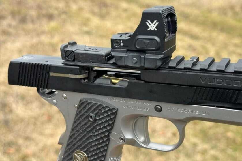 Vudoo Gun Works Target 22LR 1911: Full Review The top of the slide remains stationary while the bottom section reciprocates