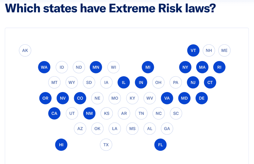 Everytown's red flag law map.