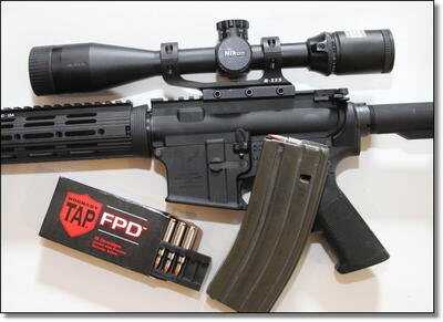 The Rapid Action Turret (in the 3-12 and one of the 2-8 models) distances and BDC 600 reticle (in the other 2-8 model) were created specifically for a 55 grain bullet traveling at 3240 feet per second, like Hornady Tap FPD