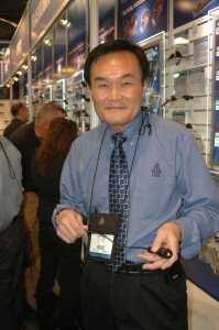 David Ding, owner or UTG Leapers shows off the Buckshot Laser system.