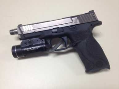 Apex Tactical's S&W M&P Trigger Replacement Ready for the dark and ready for the suppressor, S&W MP in 9mm, equipped with Apex Tactical's Polymer Forward Set Sear Kit.