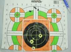 Bond Arms Derringer - Range Report & Factory Tour The four plated discs of each of the two 3” Winchester PDF1 Defender shot into two groups from ten feet, one for each barrel. Most of the 16 BBs missed the target.