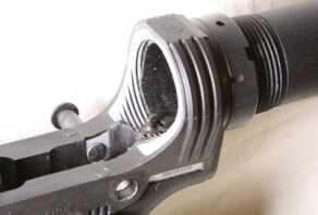 The lower has an embedded zinc alloy insert that holds the buttstock threads and the rear takedown pin, as well as three serial numbers, one of which that can only be seen on an x-ray.