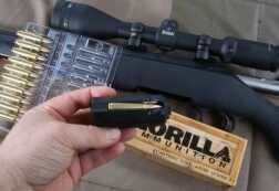 This American has a four-round rotary magazine. It is a little tricky to load at first, but we had no failures at all.