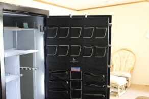 The Lincoln has bolts in all four sides of the door, which protects against pry bar attacks. 