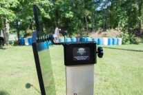 The spring mount allows flex and directs splatter towards the ground.