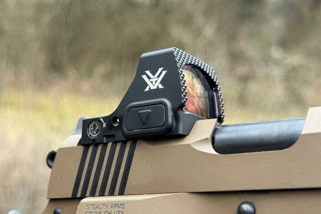 Textured front face coined Fast-Rack by Vortex