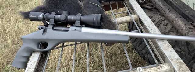 xp in 243 win. outside on a tailgate rack