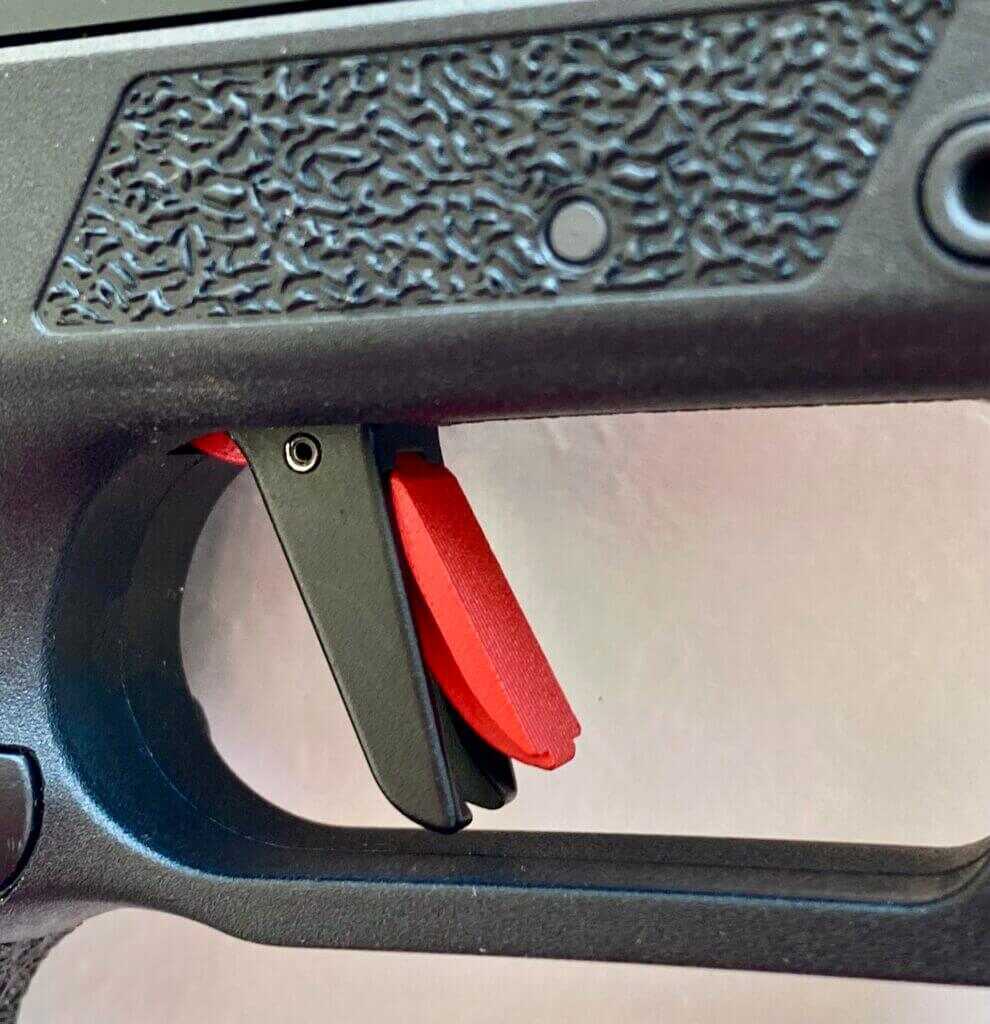 Bladed red trigger safety on PX-5.7 pistol from SDS Arms