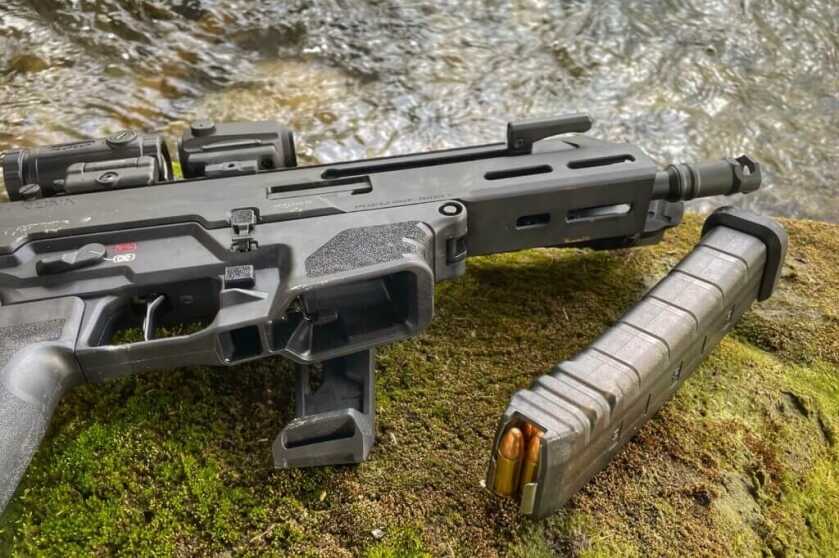 Kuna with mag n rock in stream