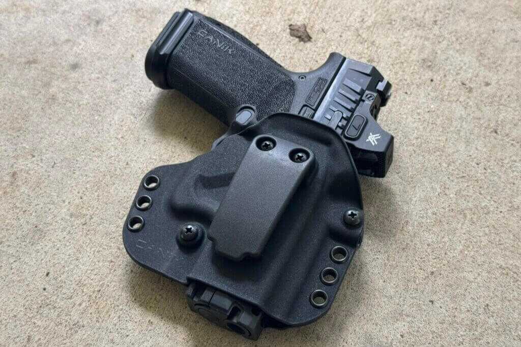 Pistol in a holster