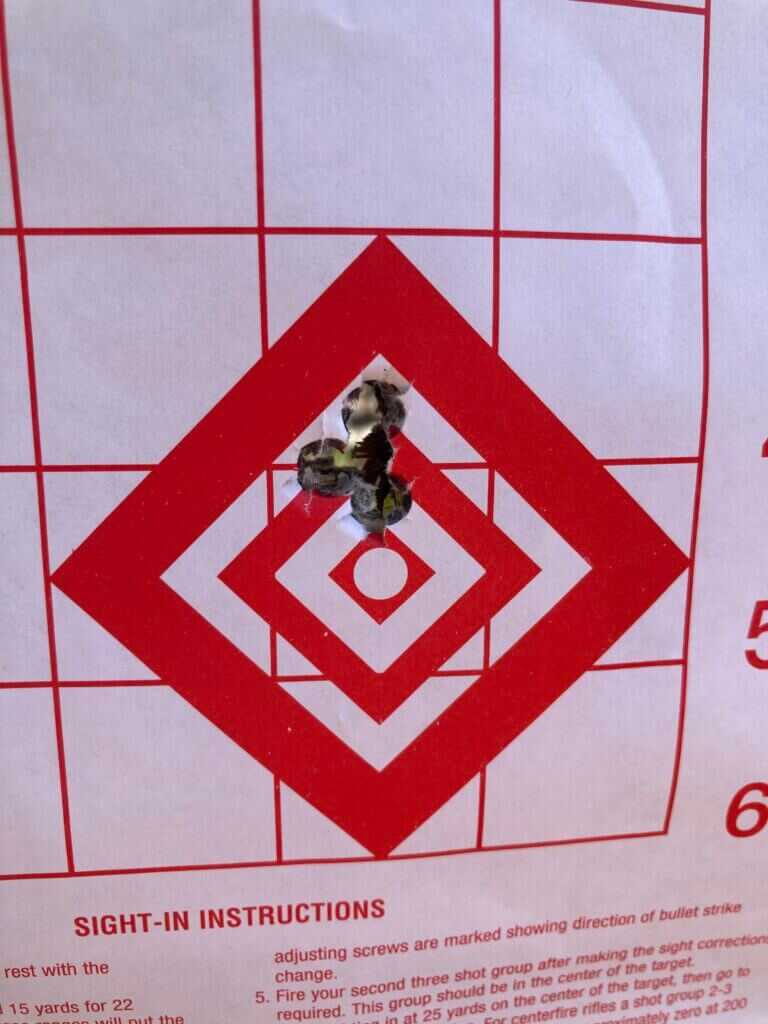 target paper with group from 175 grain accubond ammo