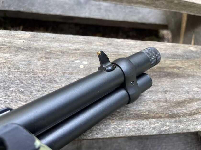 The barrel of a rifle