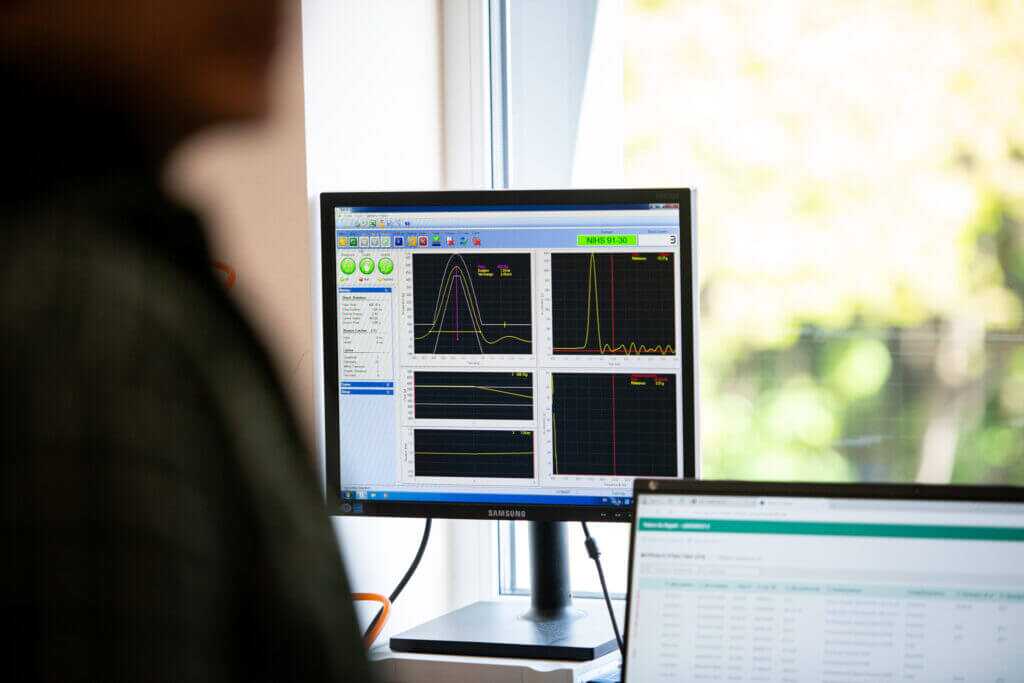 computer screen with charts