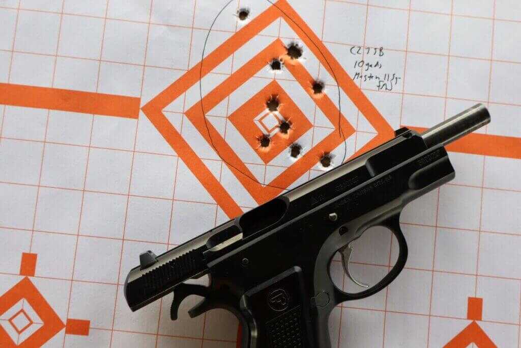 cz 75 accuracy on a paper target from a distance of 10 yards.
