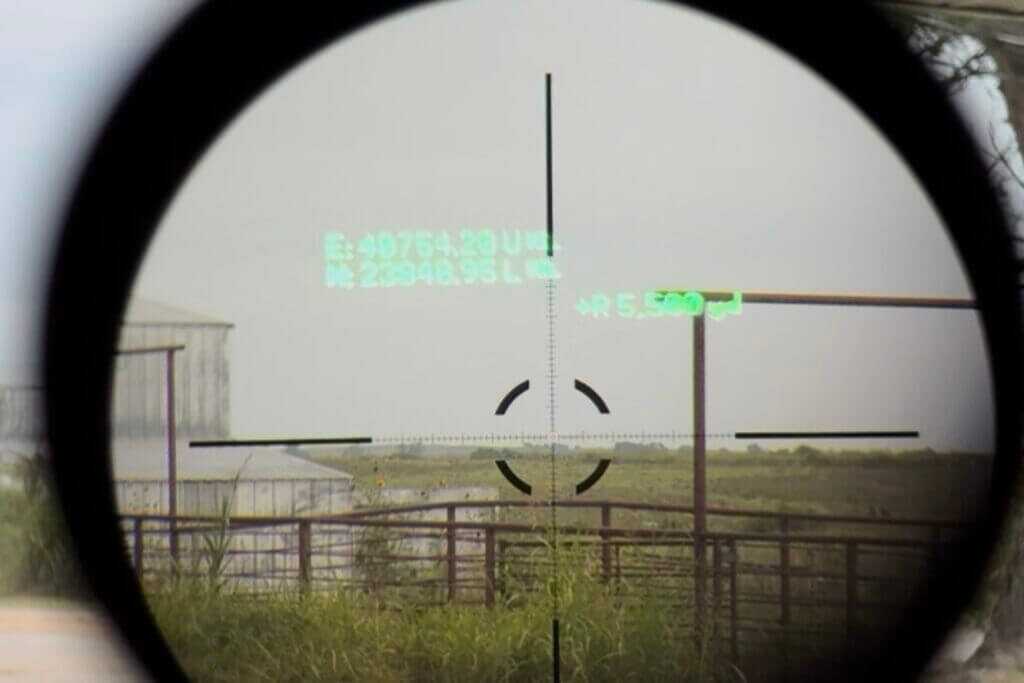 X4-FCS ballistic calculator showing extreme elevation hold example