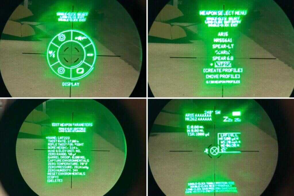 Maztech X4-FCS menu screenshots showing configurable HUD and options