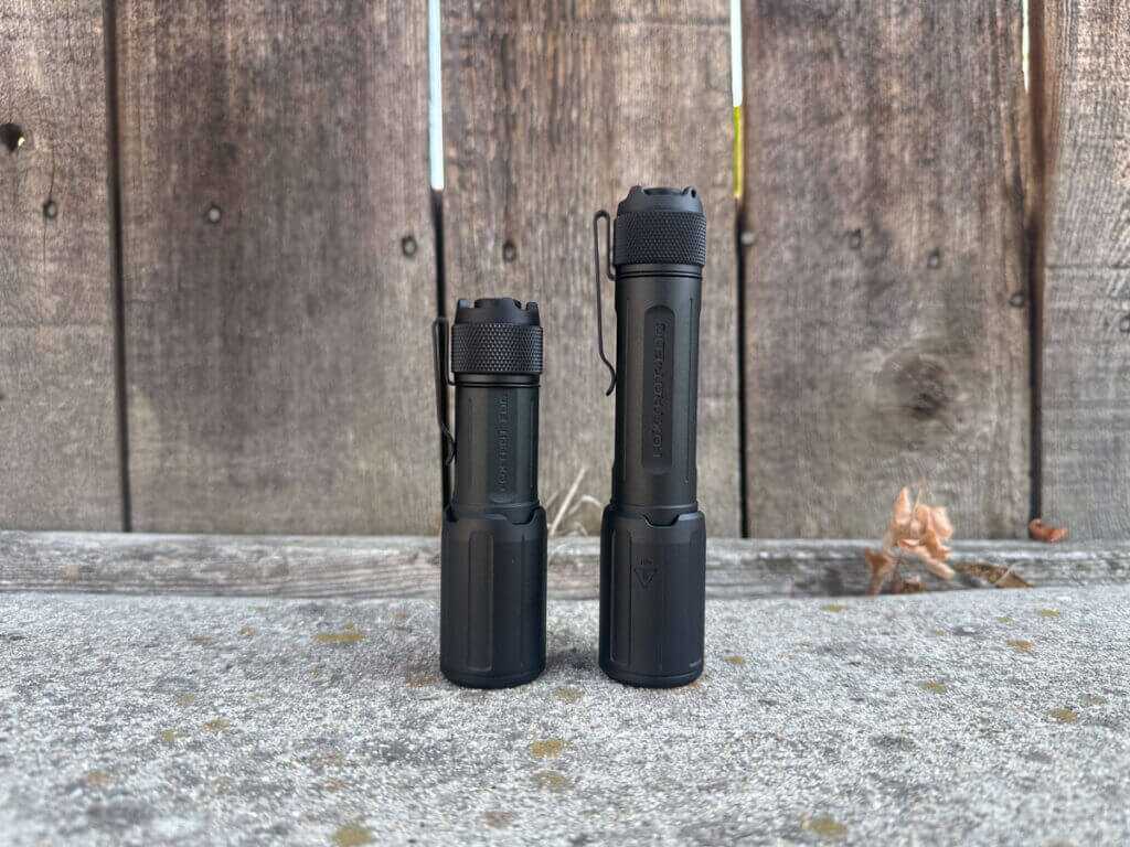 SIG FOXTROT EDC Compact and EDC Full-Size handheld flashlights side by side