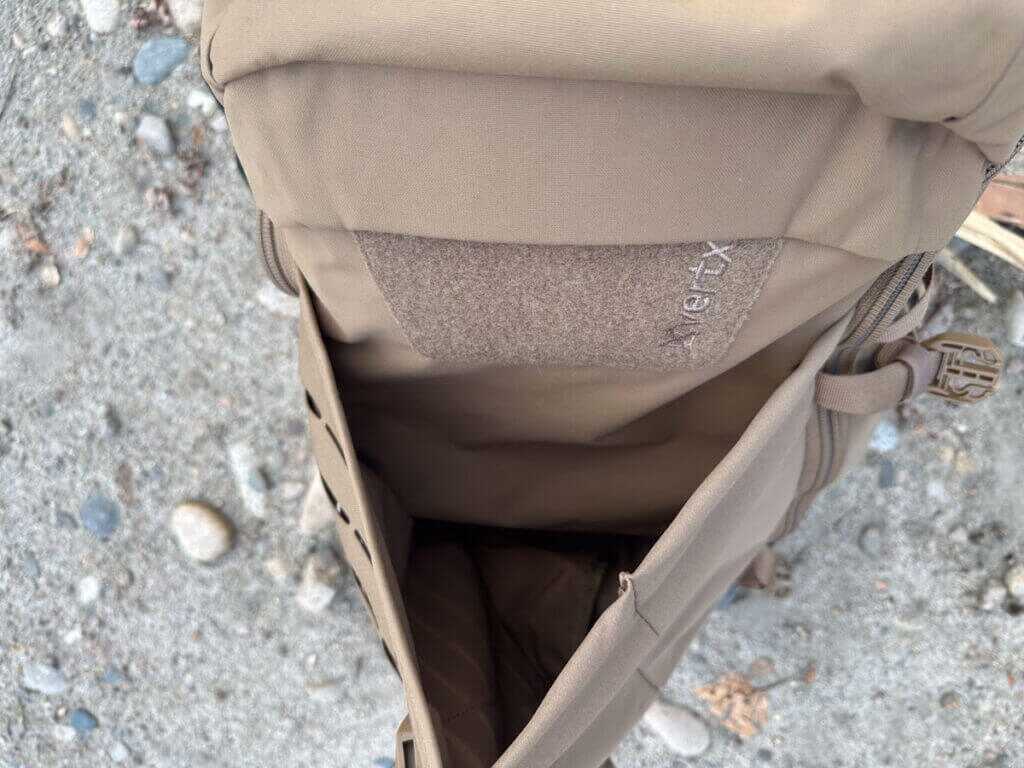 Vertx Siege 25L Tactical Backpack expandable front storage compartment stretched open