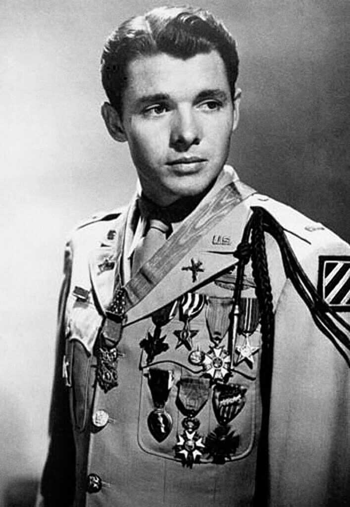 Audie Murphy portrait; most highly decorated US soldier of WWII