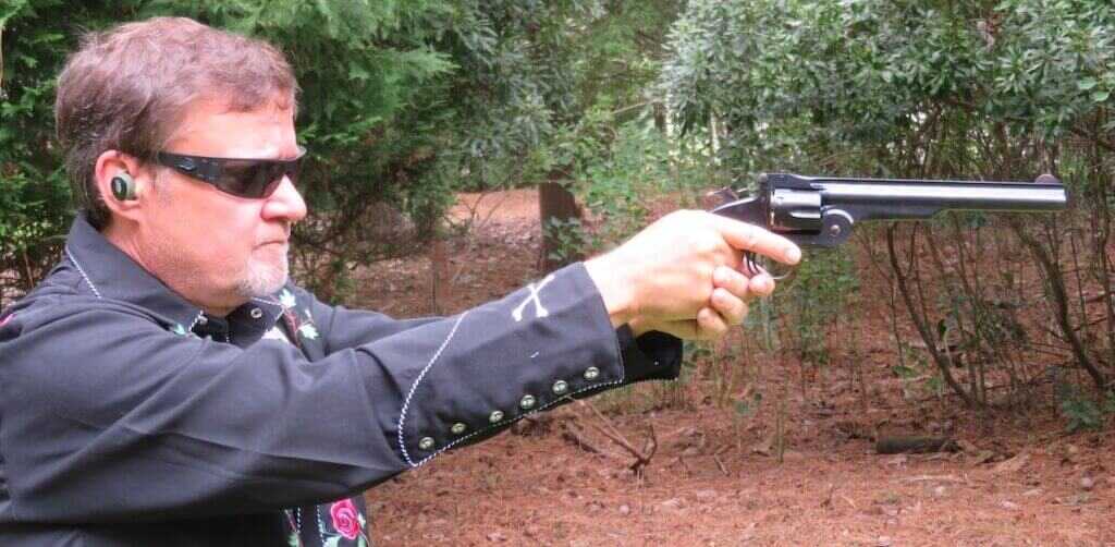 Cimarron Model No. 3 American eight inch barrel on bench during review