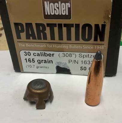 Recovered and unfired 165gr Nosler Partition bullets used in the custom Weatherby Mark V mule deer hunts