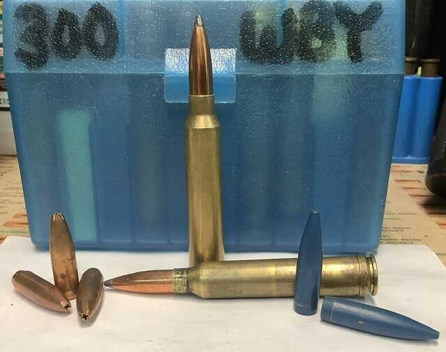 Bullet lineup for the custom Weatherby Mark V including 165gr Game Kings coated X bullets and 165gr Nosler Partitions