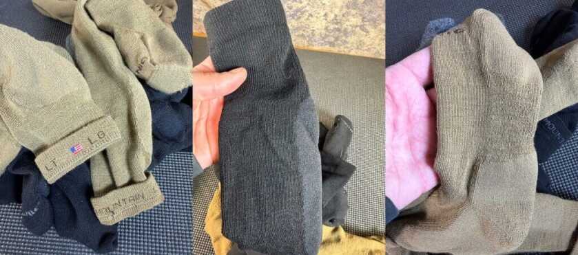 Point 6 merino wool socks closeup showing knit quality and durability