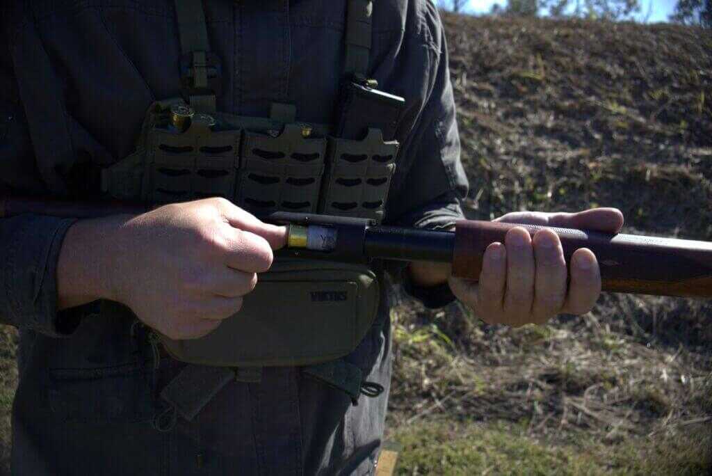 Loading the Charles Daly Honcho by hand with a single shotgun shell
