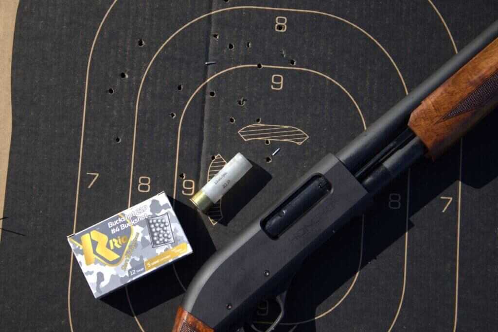 Charles Daly Honcho No. 4 buckshot pattern on target at twenty feet