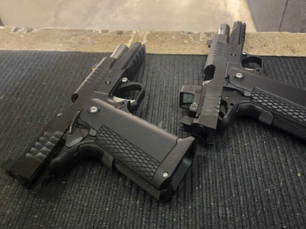 iron sights vs red dots on handguns side by side comparison