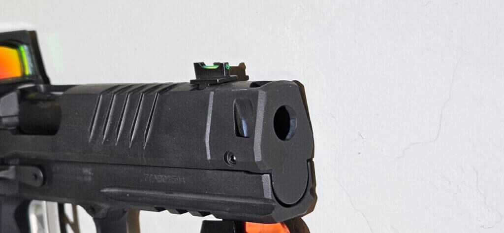 Muzzle view of Sig P211 GTO showing Mach30 compensator and clean nose profile