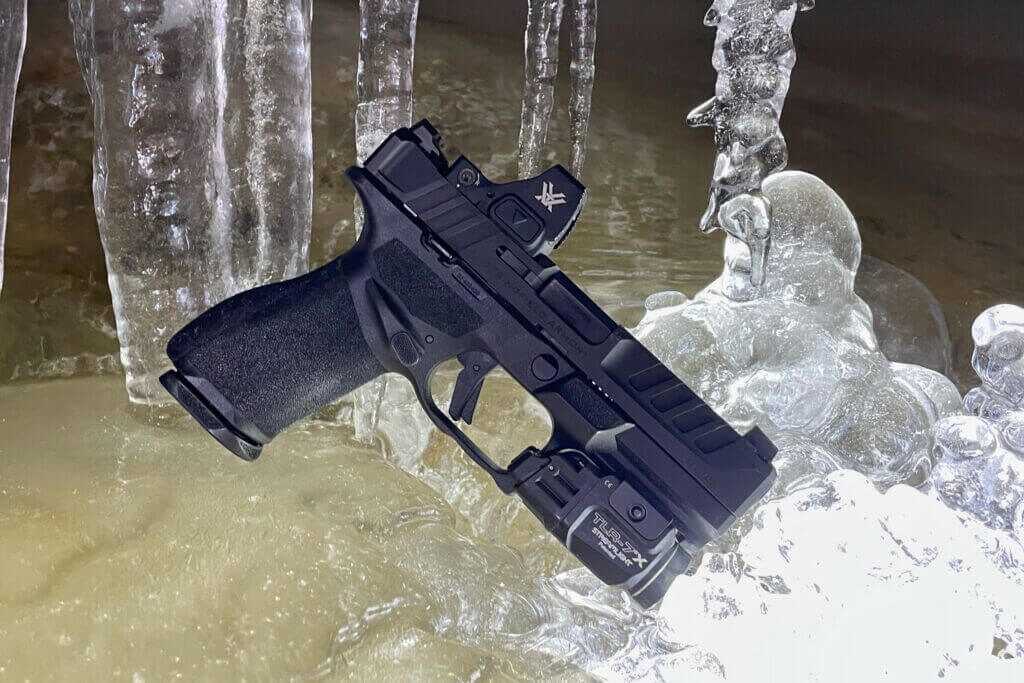 Echelon 4.0C with Streamlight TLR-7X on ice floor inside cave