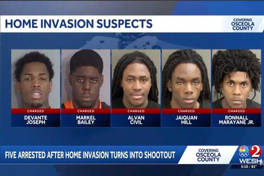 Five suspects from the shootout in a Florida Airbnb.