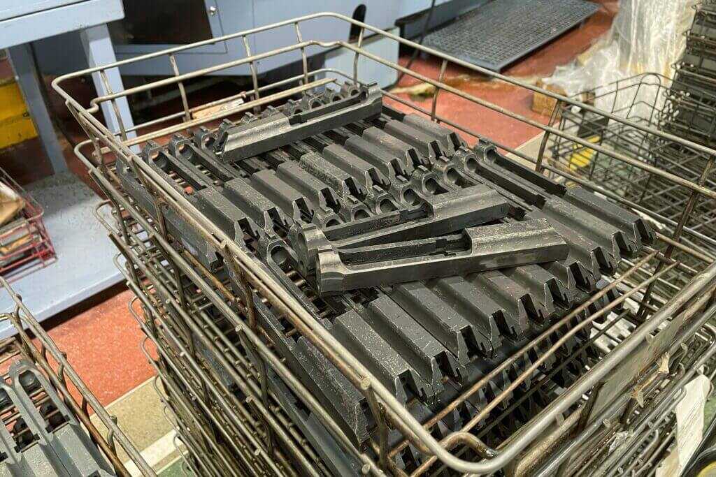 Beretta M9 slide forgings on the production floor in Gardone factory
