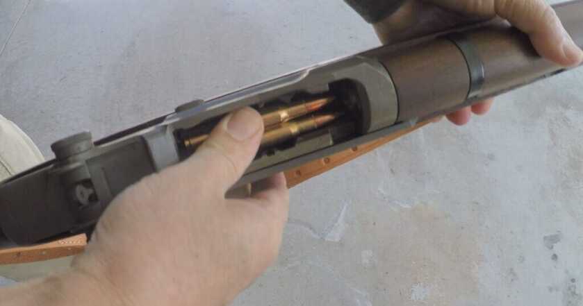 How to load an M1 Garand with the bolt locked back and clip pressed into the magazine
