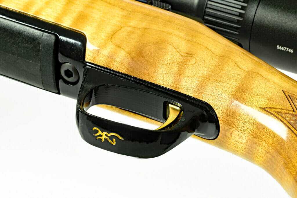 Browning X-Bolt 2 Medallion Maple single stage DLX Trigger closeup