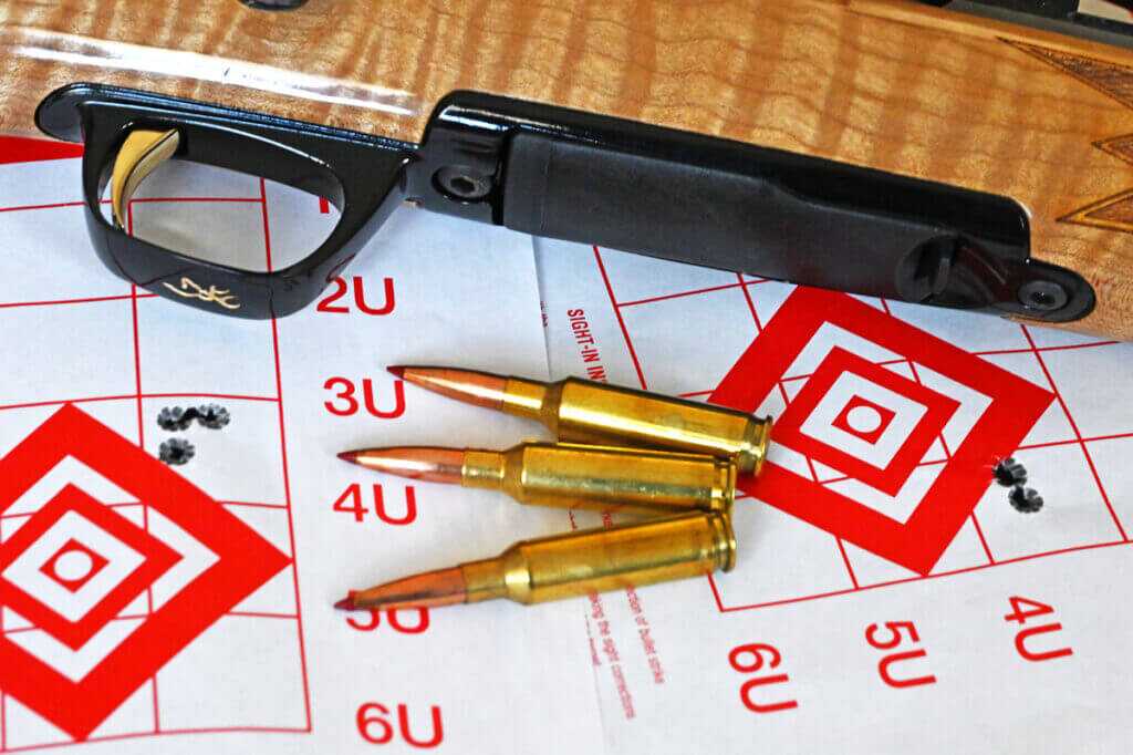 Browning X-Bolt 2 Medallion Maple with Hornady Precision Hunter 143 grain ELD-X ammunition on bench