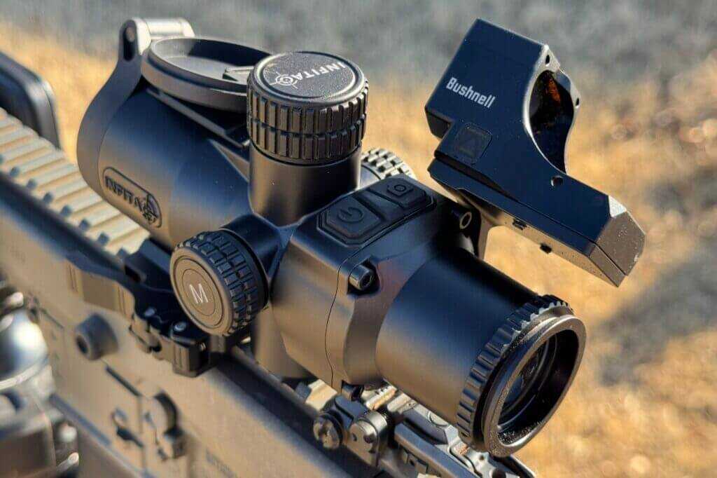 Top view of IOL25 showing power button and record button beside the control dial