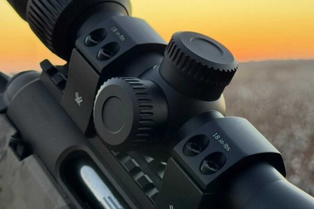 Vortex Triumph HD included scope rings showing engraved 18 in-lbs torque specification