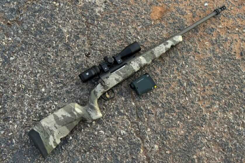 Vortex Triumph HD 850 paired with Vortex Triumph 3-9 scope and Savage Axis 2 Pro in a budget hunting setup