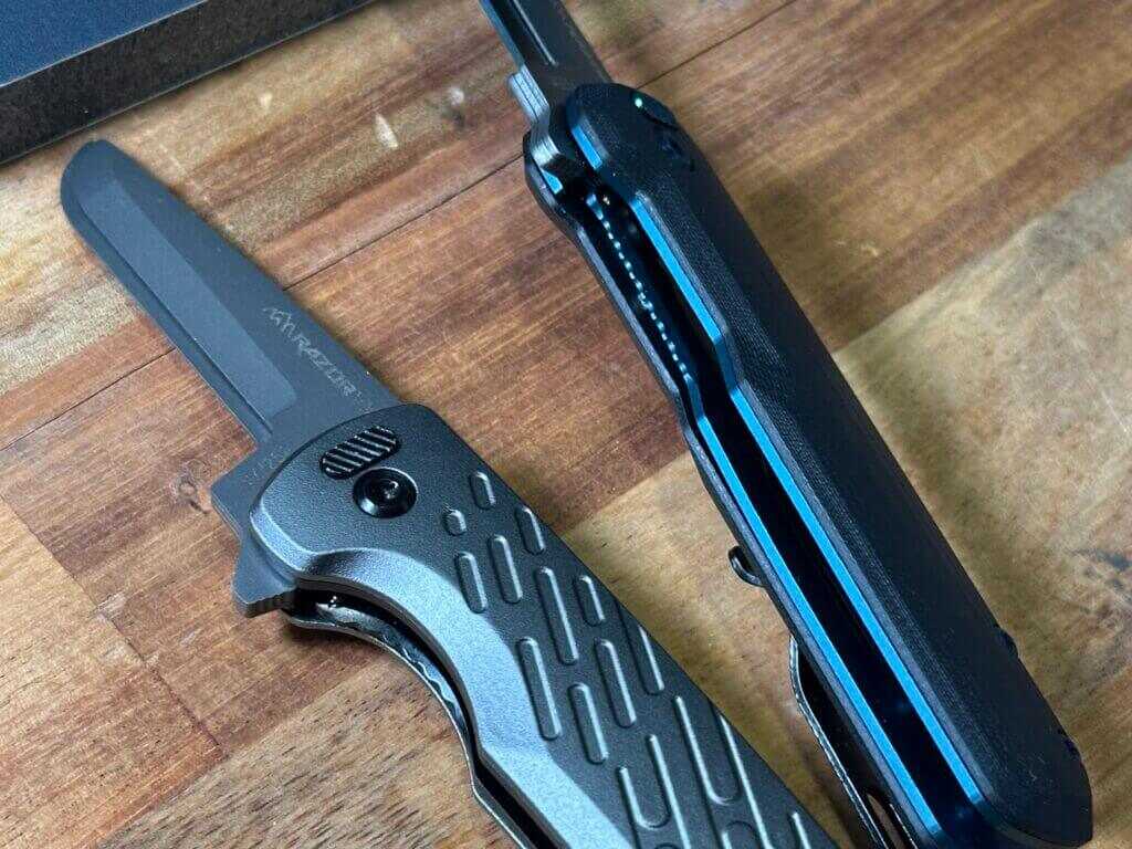 Closeup view of the VX7 knife handle.