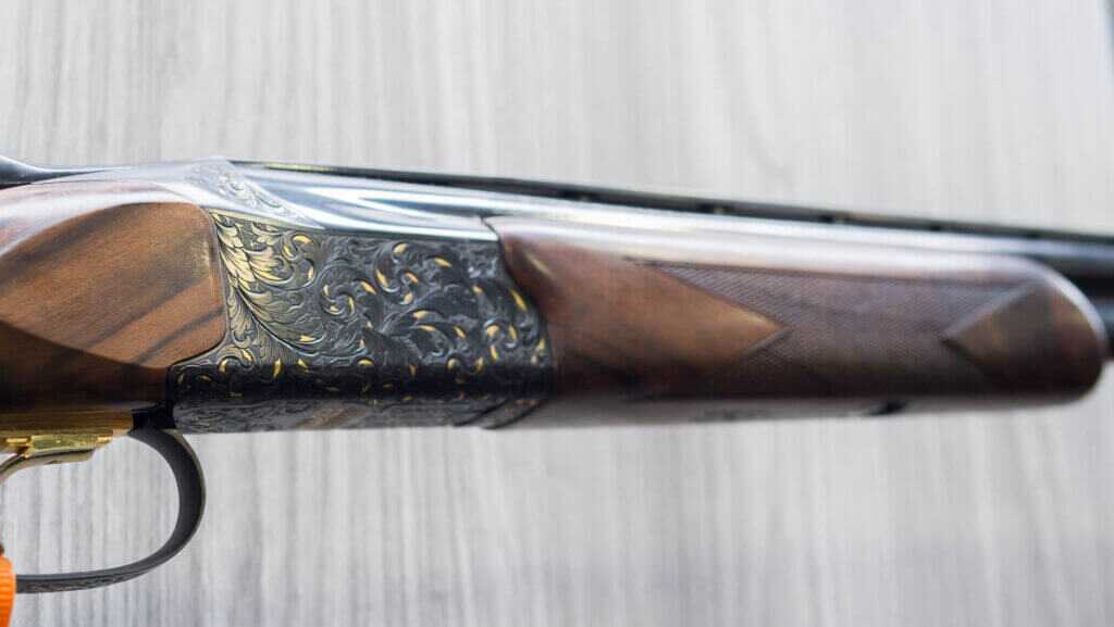 Close up view of a receiver and stock.